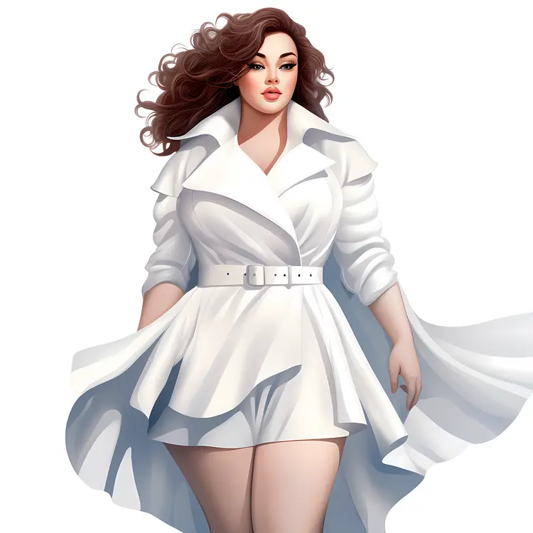 Stylish Woman in White Coat