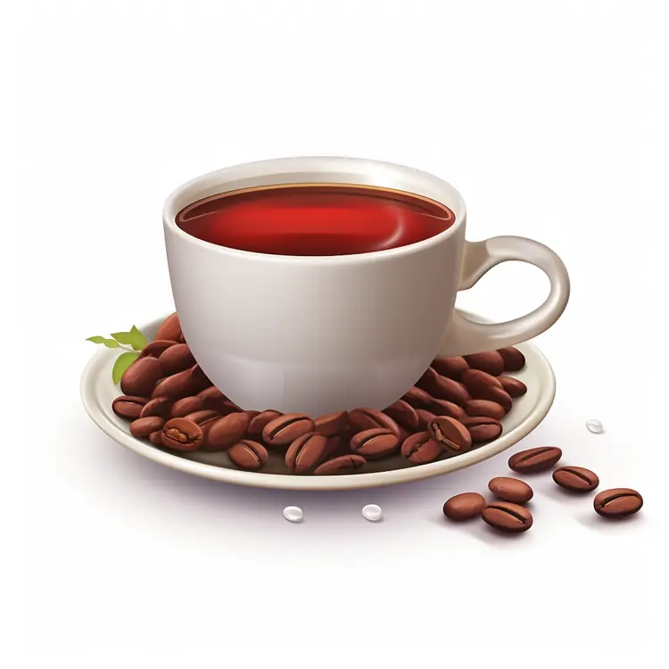 White Coffee Cup with Coffee Beans
