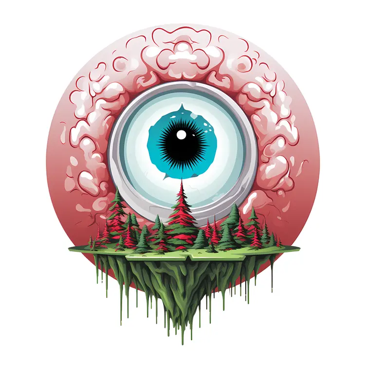 Surreal Fantasy Eye with Floating Island and Trees