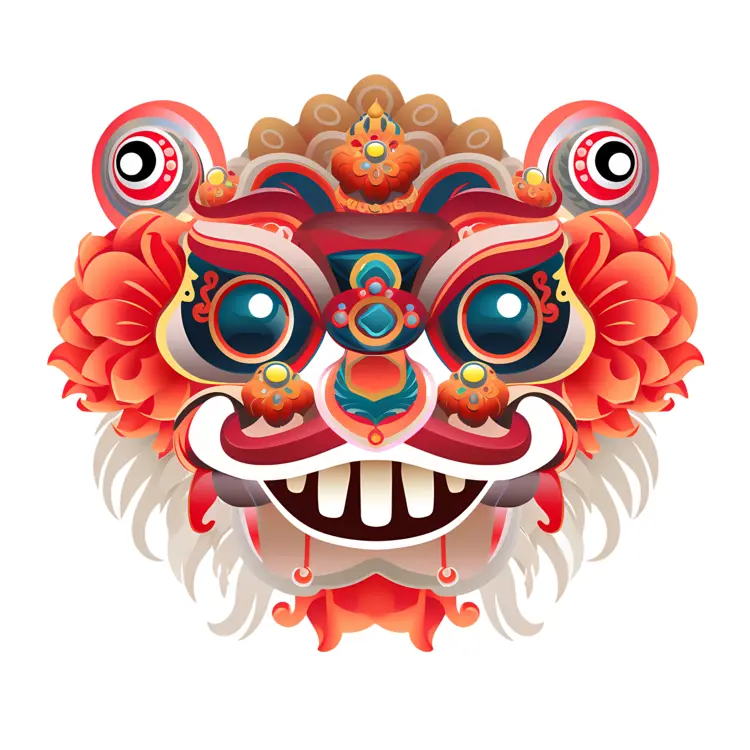 Colorful Lion Dance Mask for Chinese New Year Celebration