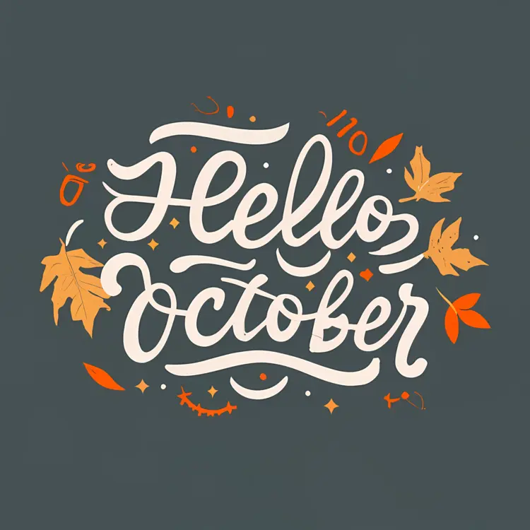 Hello October with Orange Leaves