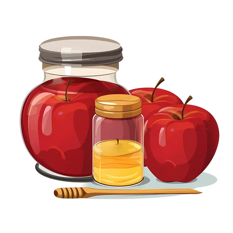 Red Apples and Honey for Rosh Hashanah Celebration