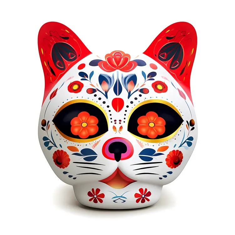 Colorful Cat Mask for Day of the Dead Celebration