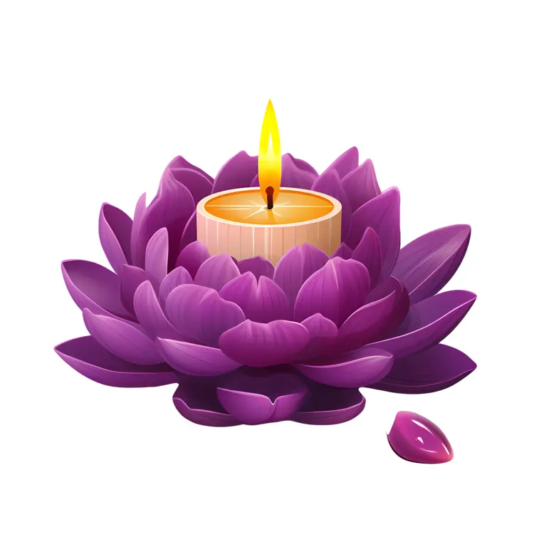 Purple Lotus Candle with Petal