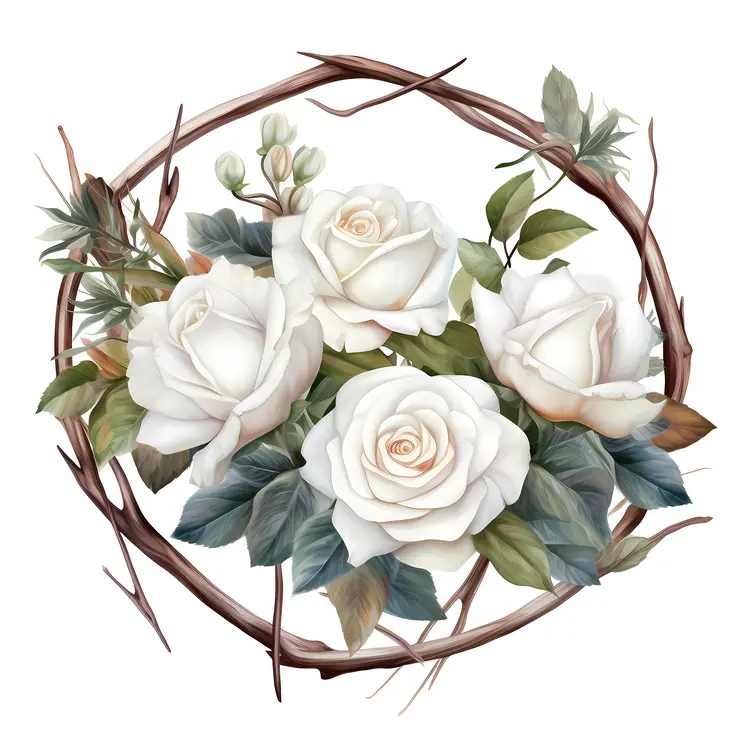 White Roses in a Wreath