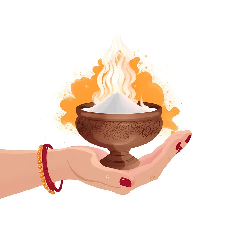 Hand Holding a Ritual Bowl with Fire