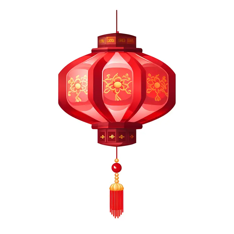 Red Lantern with Gold Patterns