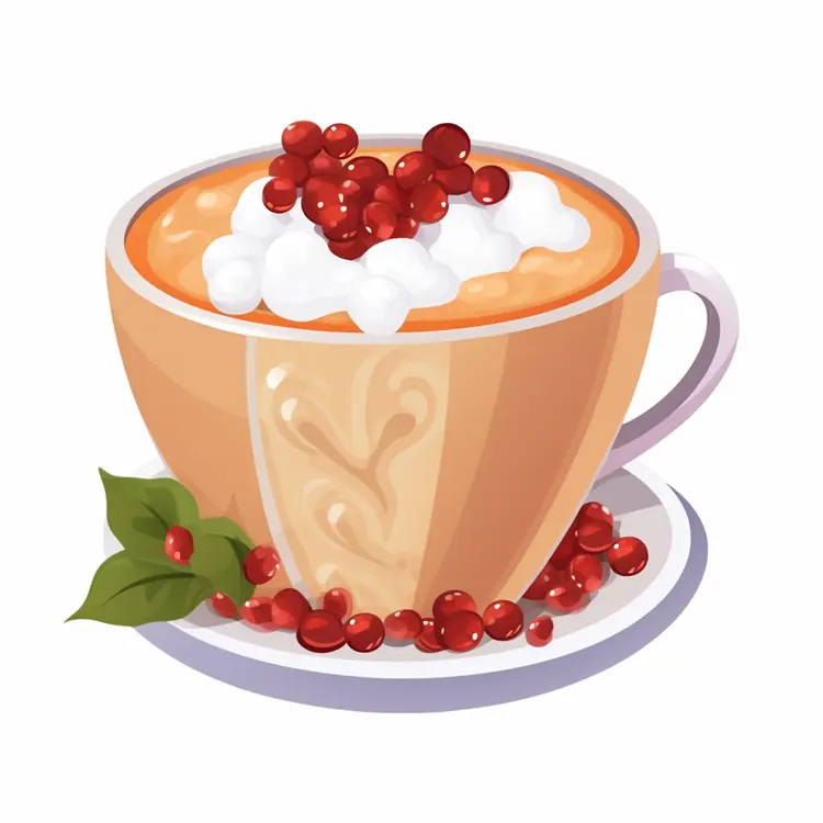 Festive Cup of Coffee with Whipped Cream and Berries