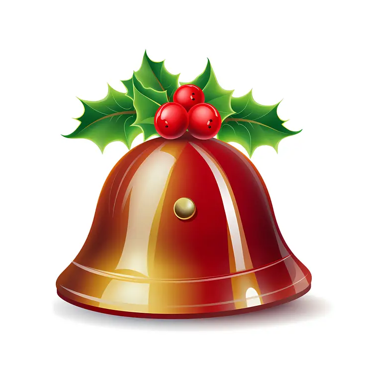 Festive Christmas Bell with Holly Leaves and Berries