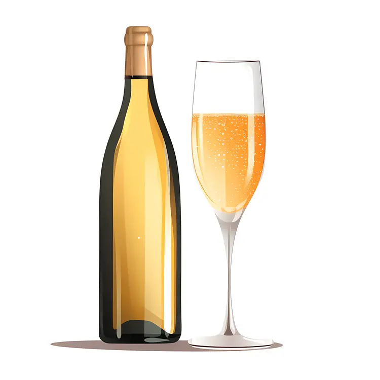 Champagne Bottle with Glass