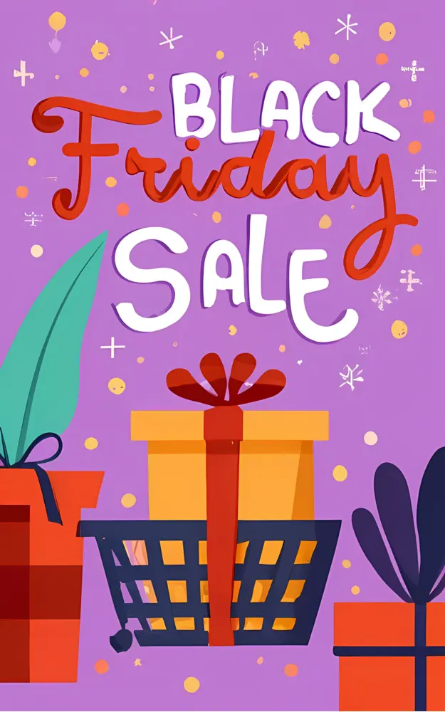 Black Friday Sale with Colorful Gifts