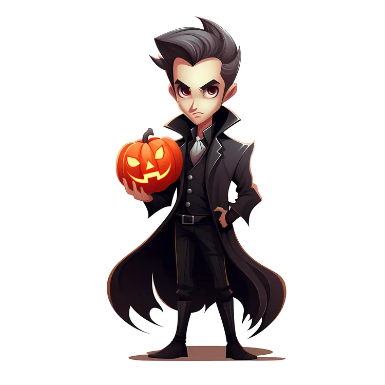 Vampire Holding a Pumpkin