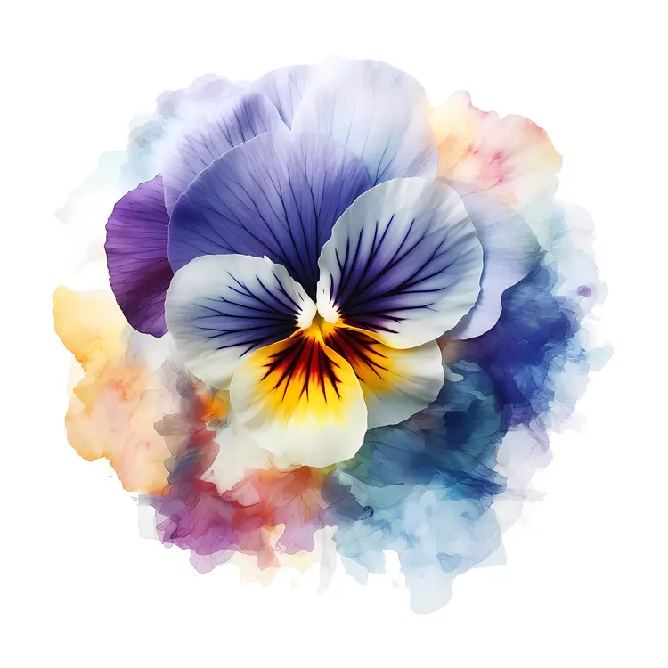 Watercolor Pansy Flower Illustration