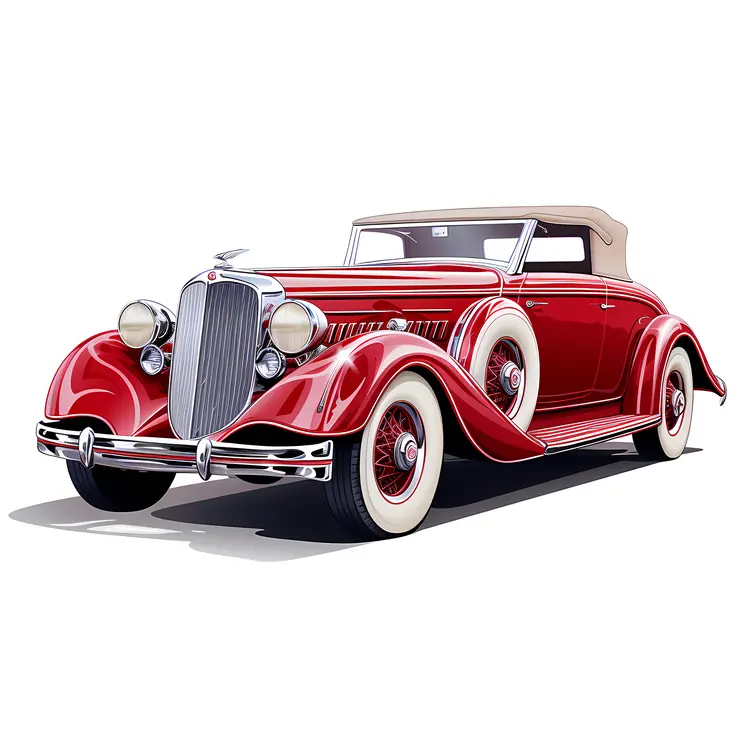 Red Vintage Convertible Car Illustration