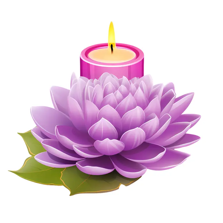 Purple Candle with Lotus Flower