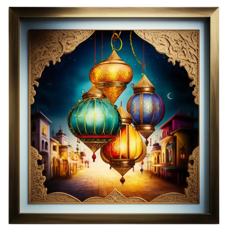 Colorful Lanterns in Night Street