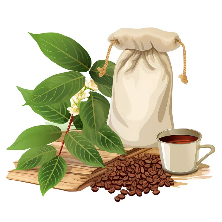 Coffee Beans and Cup Illustration