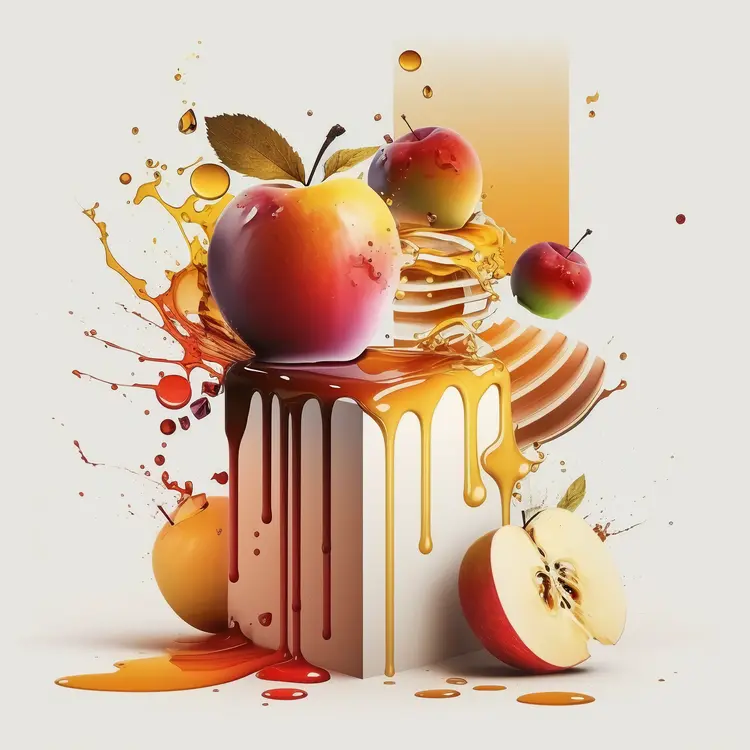 Colorful Apple Splash with Juice and Slices