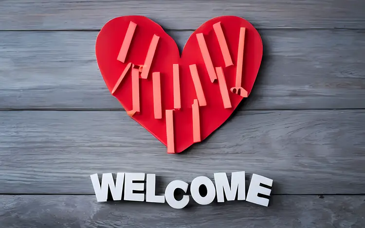 Welcome Text with Heart Design