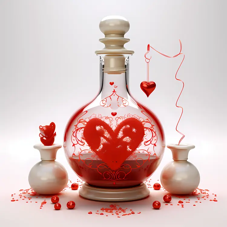 Elegant Heart Potion with Red Liquid