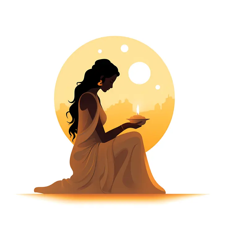 Silhouette of Woman Holding Candle