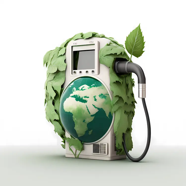 Eco-Friendly Gas Pump with Green Leaves for Earth Day