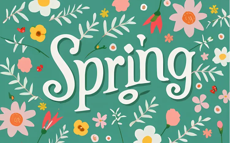 Spring Typography with Flowers