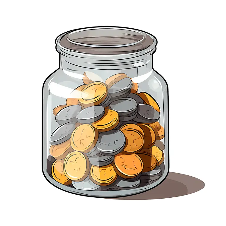 Jar Filled with Gold and Silver Coins
