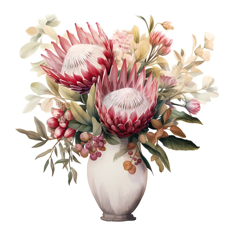 Elegant Protea Flower Bouquet in a Vase