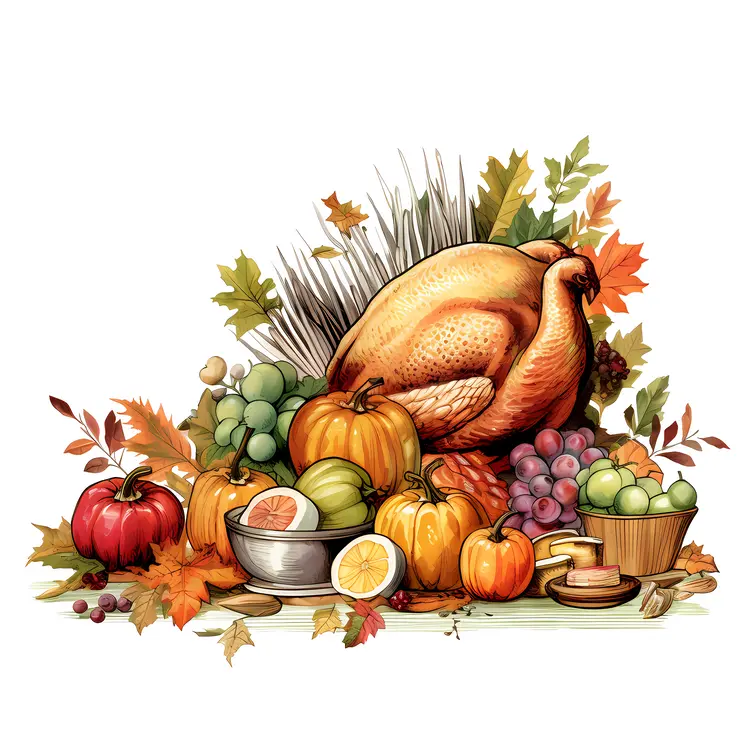 Thanksgiving Dinner with Turkey and Harvest
