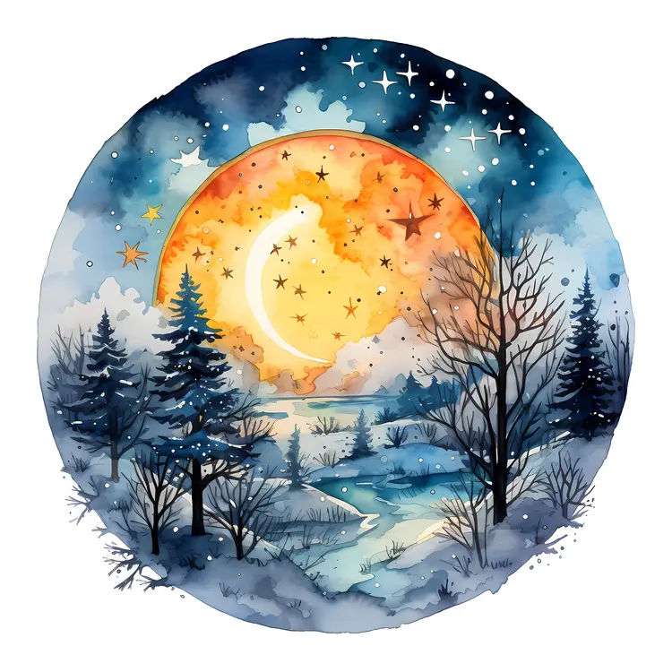 Night Sky with Stars and Forest