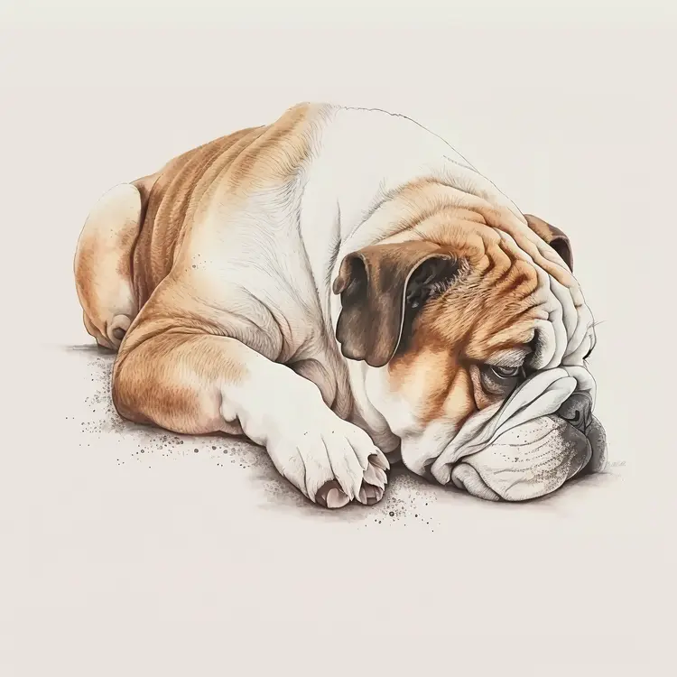 Sleeping Bulldog Illustration