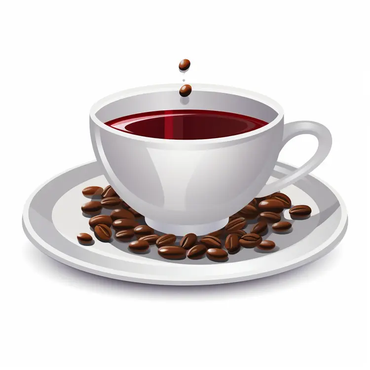 White Coffee Cup with Coffee Beans