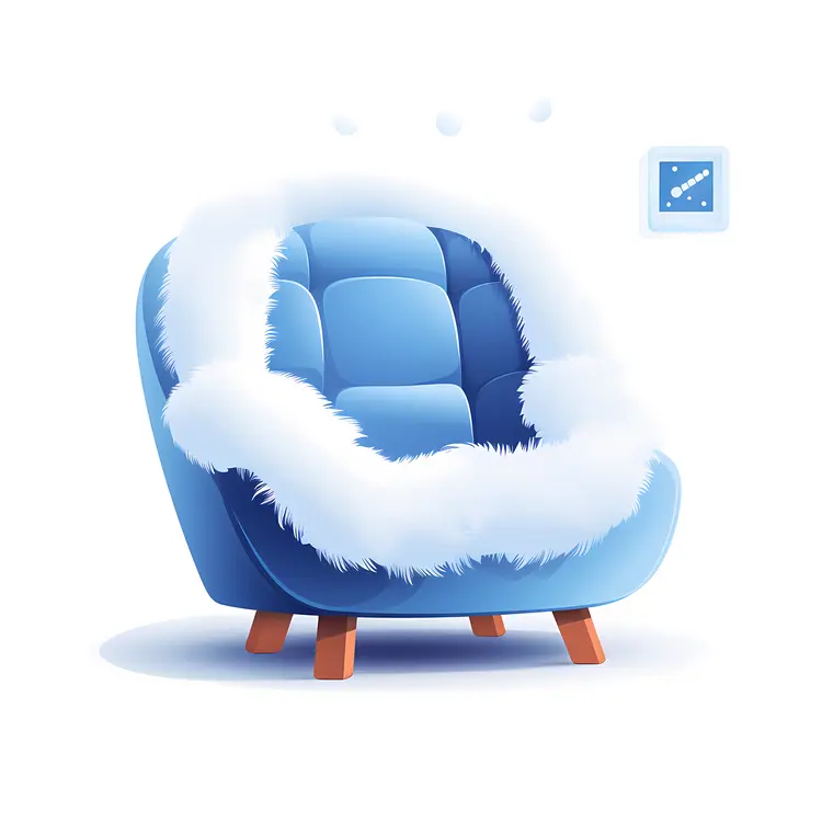 Comfortable Blue Armchair with Fluffy Blanket