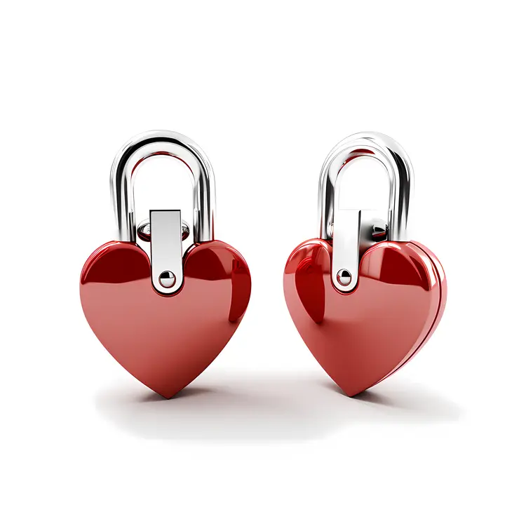 Red Heart-shaped Padlocks with Silver Locks