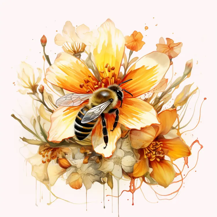 Bee on Orange Flowers