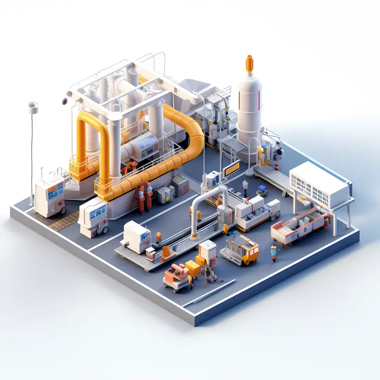 Miniature Factory with Workers