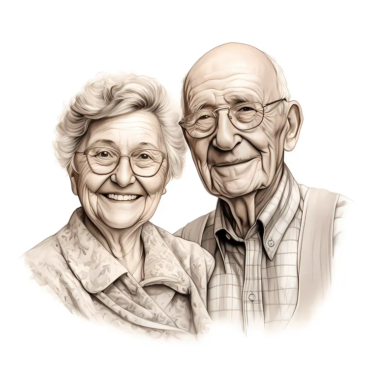 Smiling Elderly Couple Portrait for Grandparents Day Celebration
