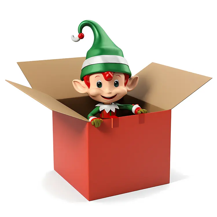 Cute Elf in a Red Box