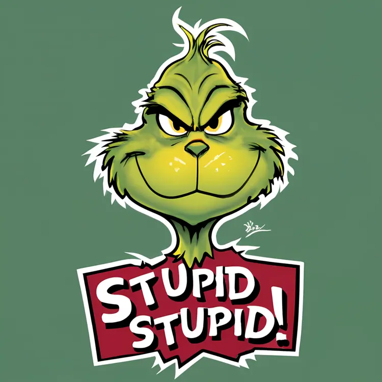 Grinch with 'Stupid Stupid!' Text