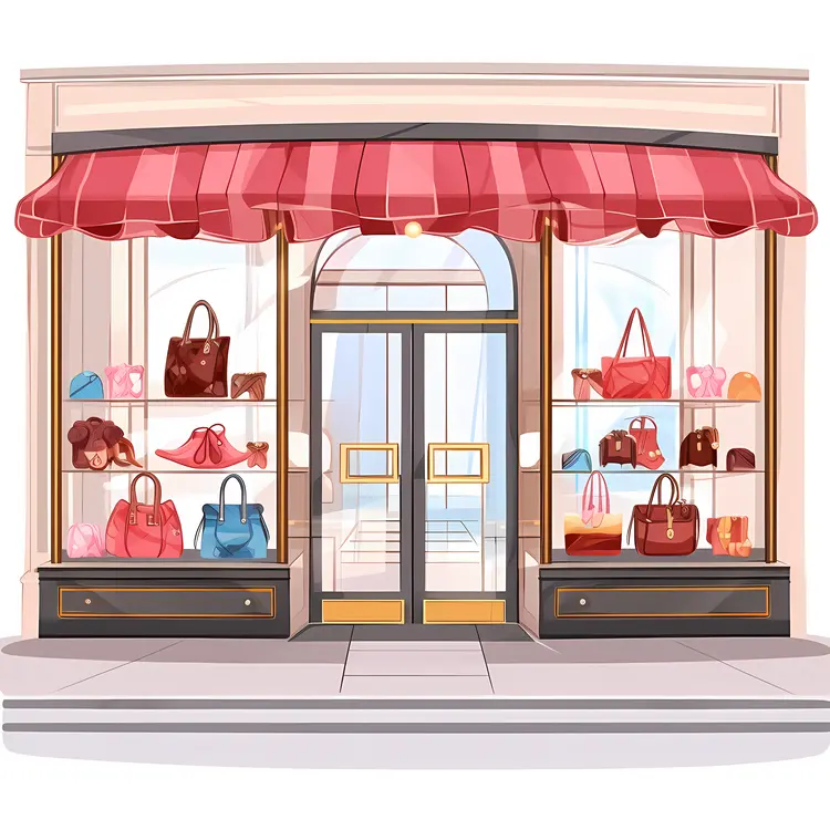 Fashionable Handbag Storefront Illustration