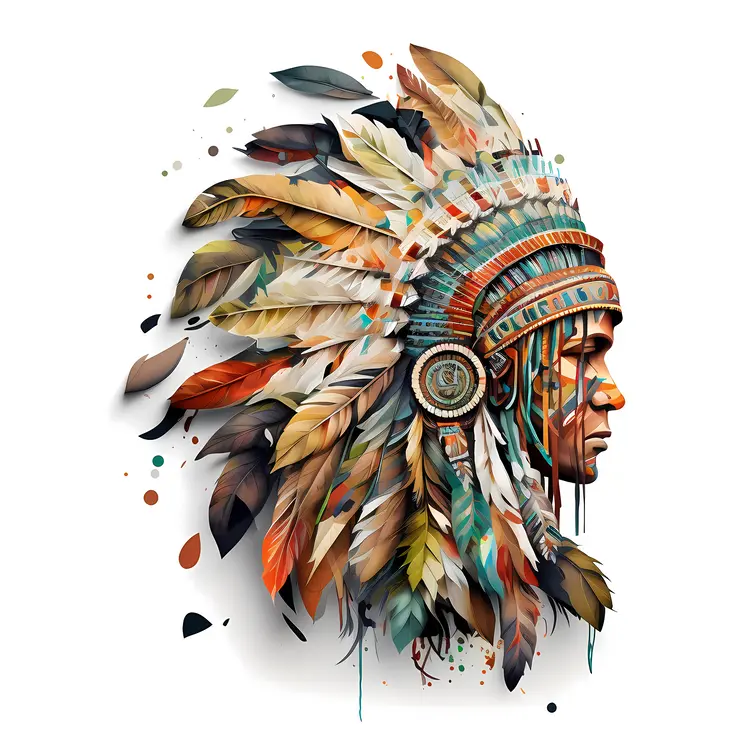 Colorful Native American Headdress with Feathers