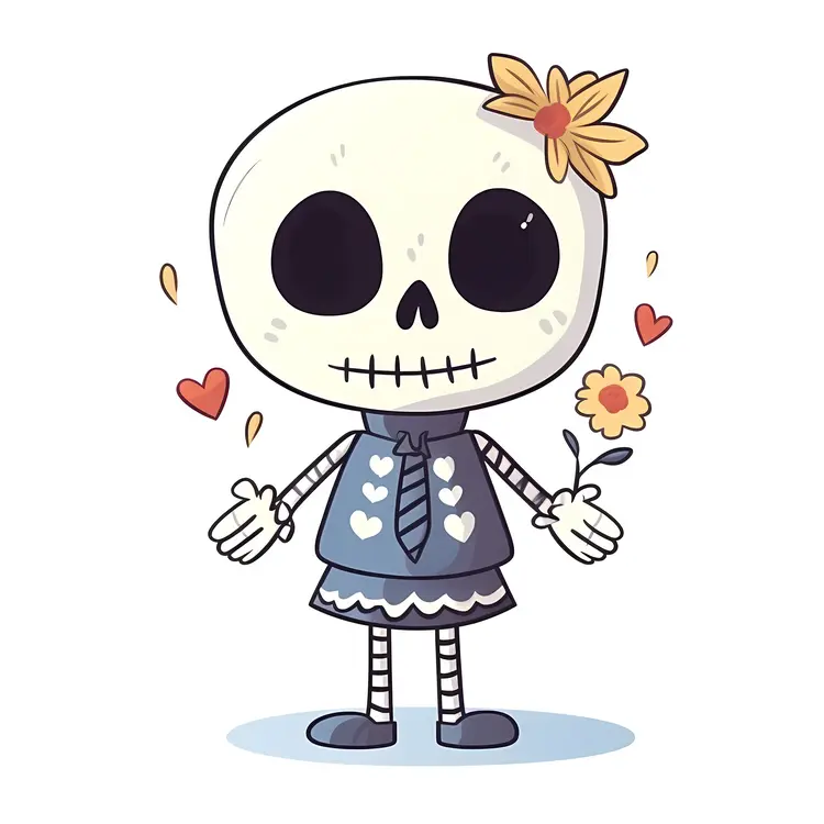 Cute Skeleton with Flower and Dress