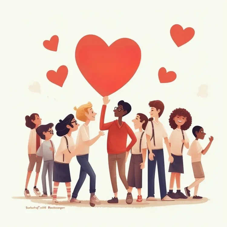 Group of Children with Heart Symbol