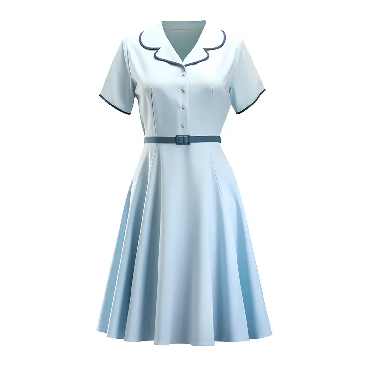 Stylish Blue Dress with Belt