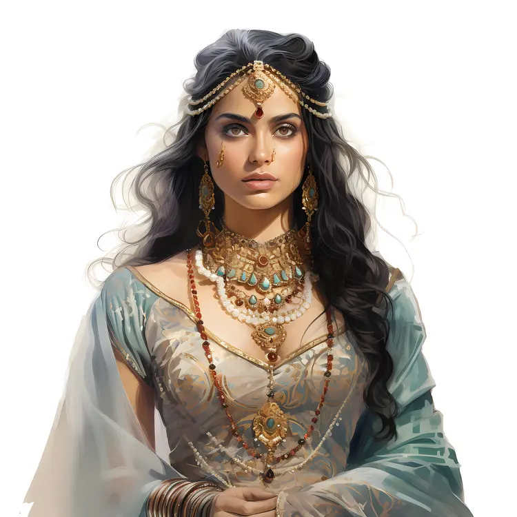 Beautiful woman in traditional attire with jewelry and headpiece