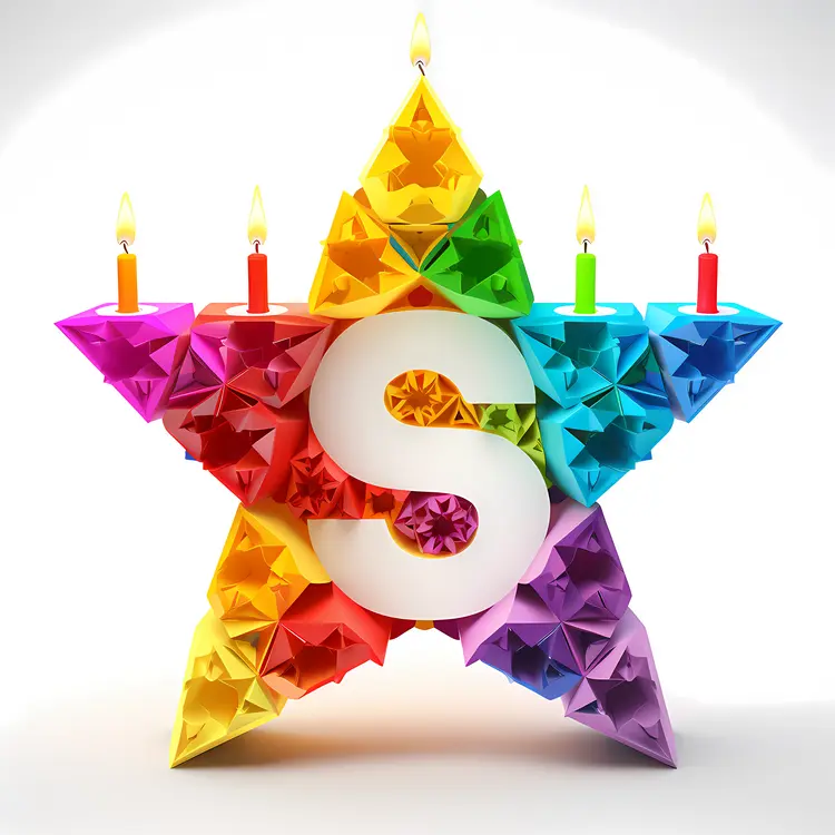 Colorful Star with S and Candles