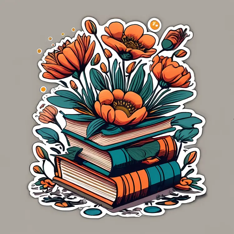 Stack of Books with Floral Decorations