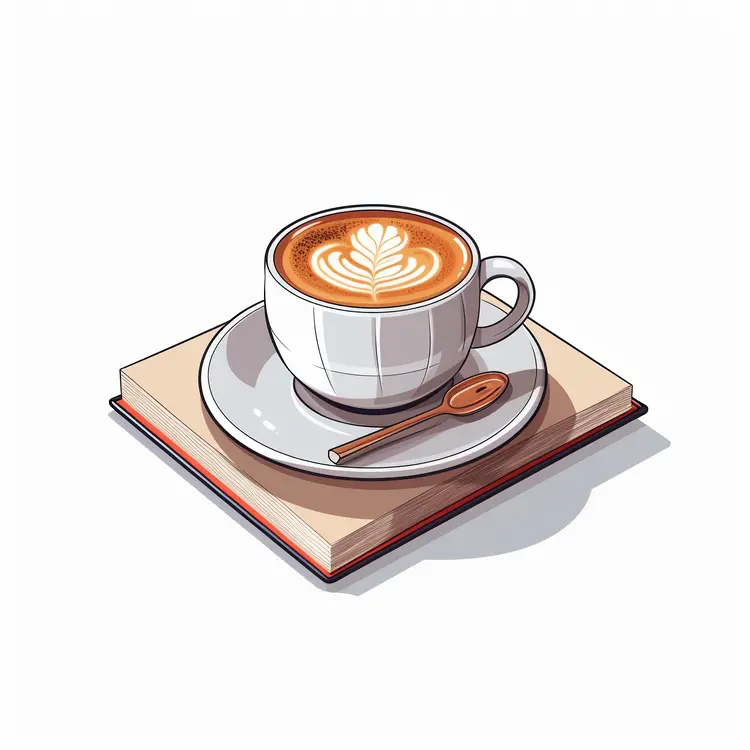 Coffee Cup on Book with Latte Art