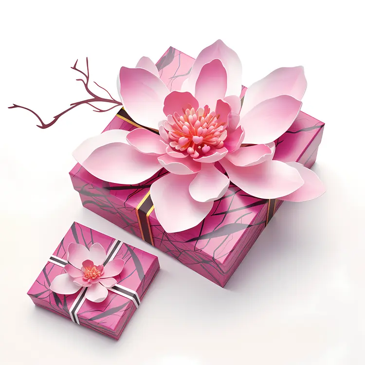 Beautiful Gift Boxes with Pink Flowers